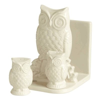 Owl Figurine Napkin Holder with Salt & Pepper Set