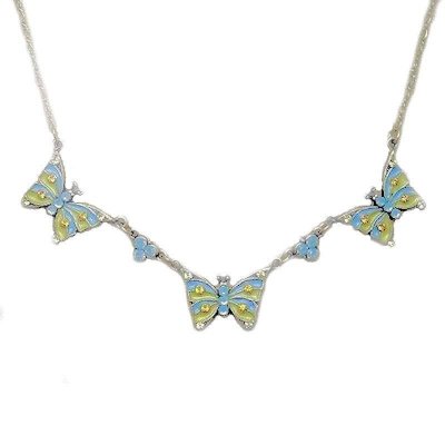 Butterfly Necklace with Opal Gemstones