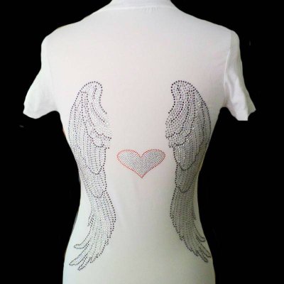 Angel Love Rhinestone Shirt White by Sabrina Barnett