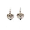 Filigree 3D Silver Heart Necklace & Earrings Jewelry Set