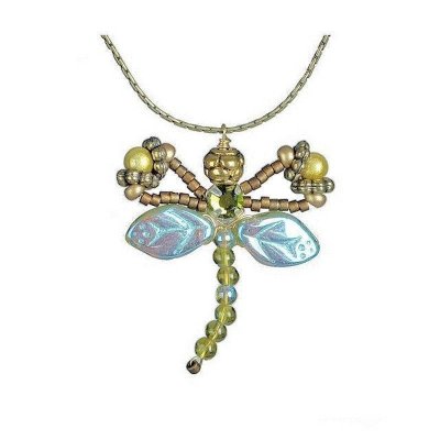 Olivine Dragonfly Fairy Pendant Necklace by Robin Goodfellow