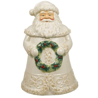 Snowy Santa Figurine Christmas Cookie Jar