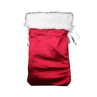 Christmas Red & White Plush Gift Bag