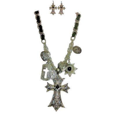 Charmed Crosses Necklace & Earrings Jewelry Set