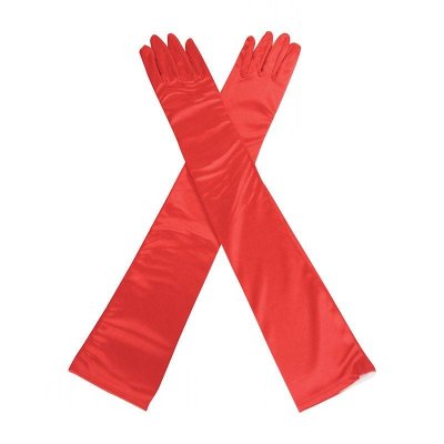 Red Satin Long Glamorous Formal Gloves