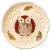 Crimson Hollow Owl Serving Plate & Metal Stand