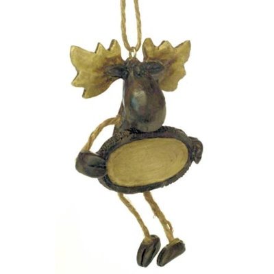 Moose Figurine with Sign Christmas Ornament to Personalize