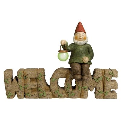 Glowing Lantern Welcome Gnome Garden Figurine