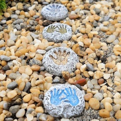 Stepping Stone Set of 4 Hand Prints Fairy Garden Figurine