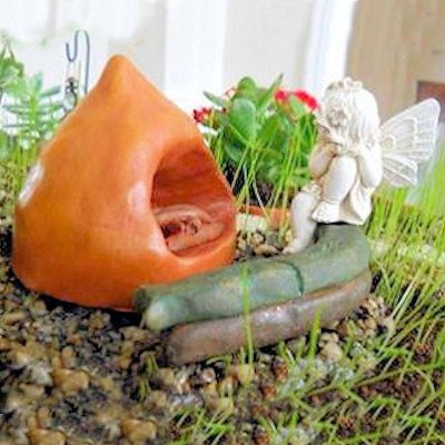 Fairy Fire Pit with Bench Figurine Garden Furniture