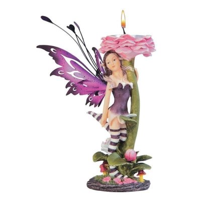 Purple Enchantress Flower Candle Fairy Figurine