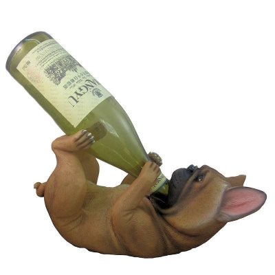 Bulldog Dog Figurine Chien Doux Wine Holder