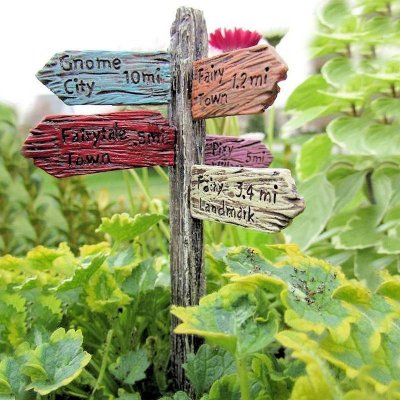 Street Sign Figurine Fairytale for Fairy Garden