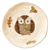 Crimson Hollow Owl Serving Plate & Metal Stand