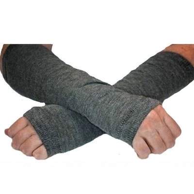 Grey Long Fingerless Gloves