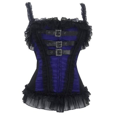 Luscious Buckles Stripes & Lace Corset