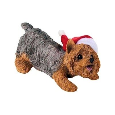 Yorkshire Terrier Dog Figurine Christmas Ornament in Hat