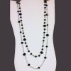 Extra Long Black Crystal Beaded Necklace