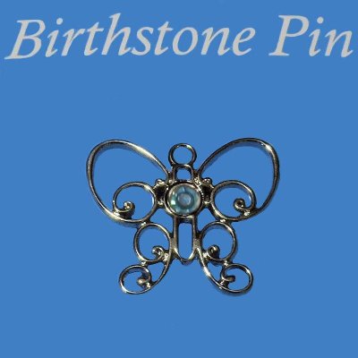 March Birthstone Butterfly Lapel Pin