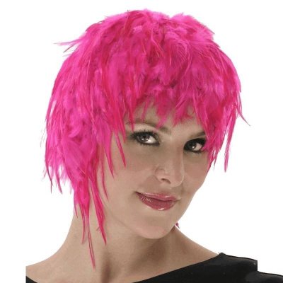 Pink Feather Hair Cap Costume Wig