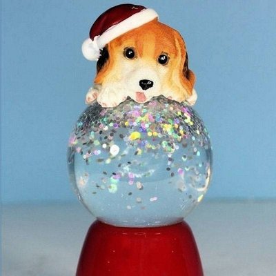 Beagle Light Up Christmas Glitter Globe Dog Figurine