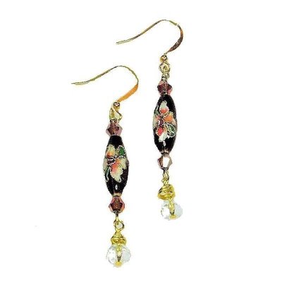 Cloisonne Droplet Beaded Earrings by KC's Jewelry Creations