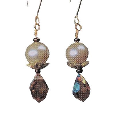 Genuine Pearl & Topaz Drop Chandelier Earrings