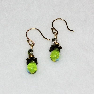 Olivine Droplets Beaded Earrings by Robin Goodfellow