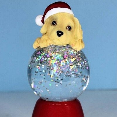 Labrador Dog Figurine Christmas Light Up Glitter Globe