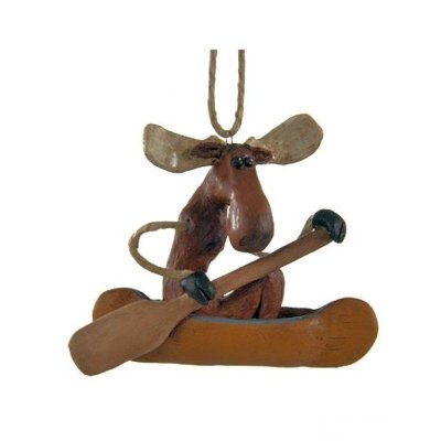 Moose Figurine in Canoe Christmas Ornament