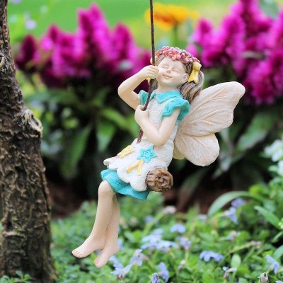 Kelsey on a Swing Fairy Garden Figurine