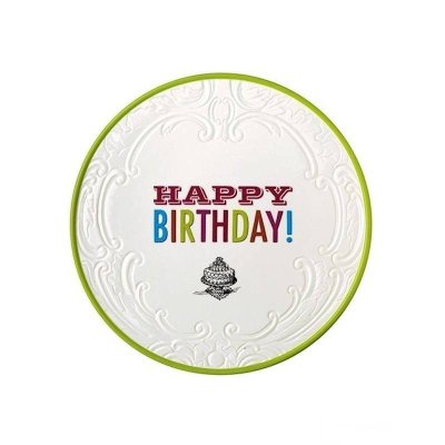 Happy Birthday Cake Plate Pedestal Stand