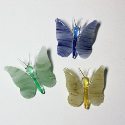 Butterfly Ornaments Set of 3 Handmade Glass