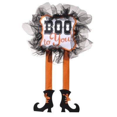 Boo to You Witch Legs Halloween Sign by Grasslands Road