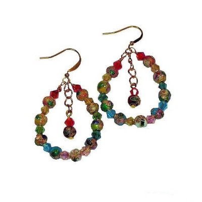 Cloisonne Loops Beaded Earrings by KC's Jewelry Creations