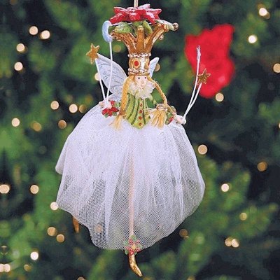 Poinsettia Princess Large Fairy Ornament by Patience Brewster