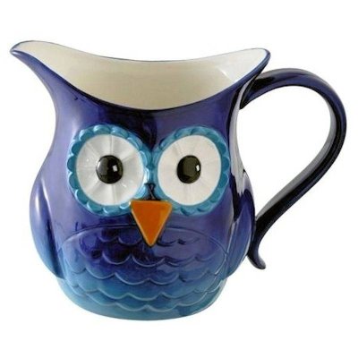 Crimson Hollow Owl Figurine Serving Pitcher