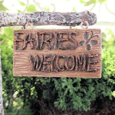 Fairies Welcome Figurine Fairy Garden Sign