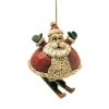 Skiing Santa Figurine Bell Christmas Ornament