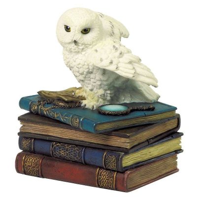 Snow Owl Flapping Wings Trinket Box Owl Figurine