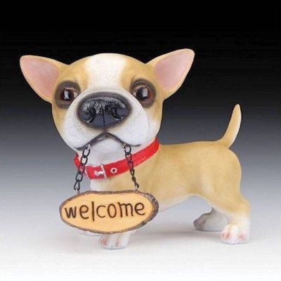 Chihuahua Dog Figurine Huge Head Welcome Sign