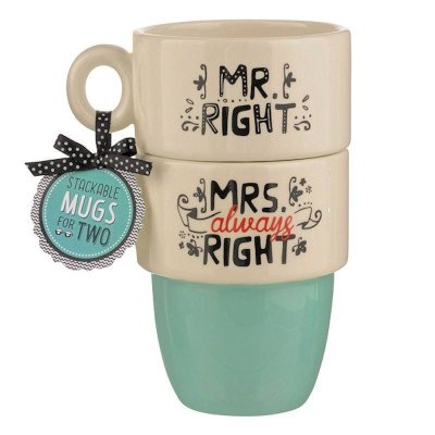 Mr Right & Mrs Always Right Stackable Coffee Mug Set