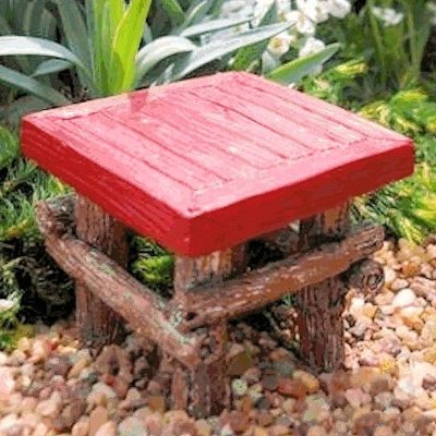 Table Figurine Red Wood Fairy Garden Furniture