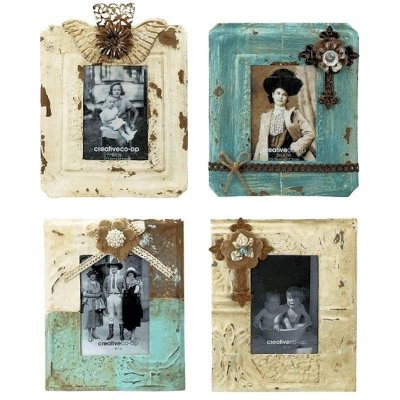 Jeweled Photo Frame Vintage Tin in 4 Styles