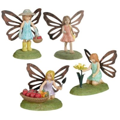 Gardening Fairy Figurine with Metal Wings