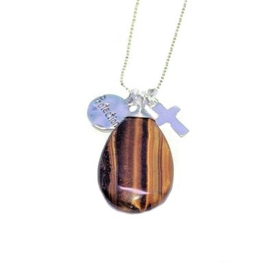 Tiger Eye Gemstone Pendant Necklace