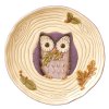 Crimson Hollow Owl Serving Plate & Metal Stand