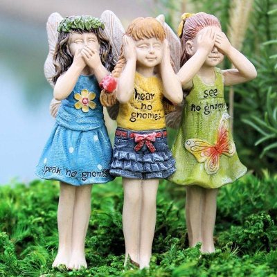 No Gnomes Trio Fairy Garden Figurine