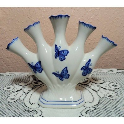 Blue Butterfly Finger Style Small Vase