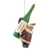 Carrying Wine Bottle Christmas Ornament Santa Figurine